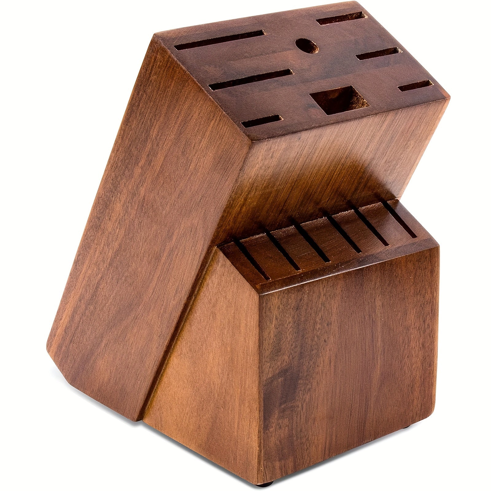 Large Wooden Bamboo Knife Block Organizer, 14 Slot Countertop Storage
