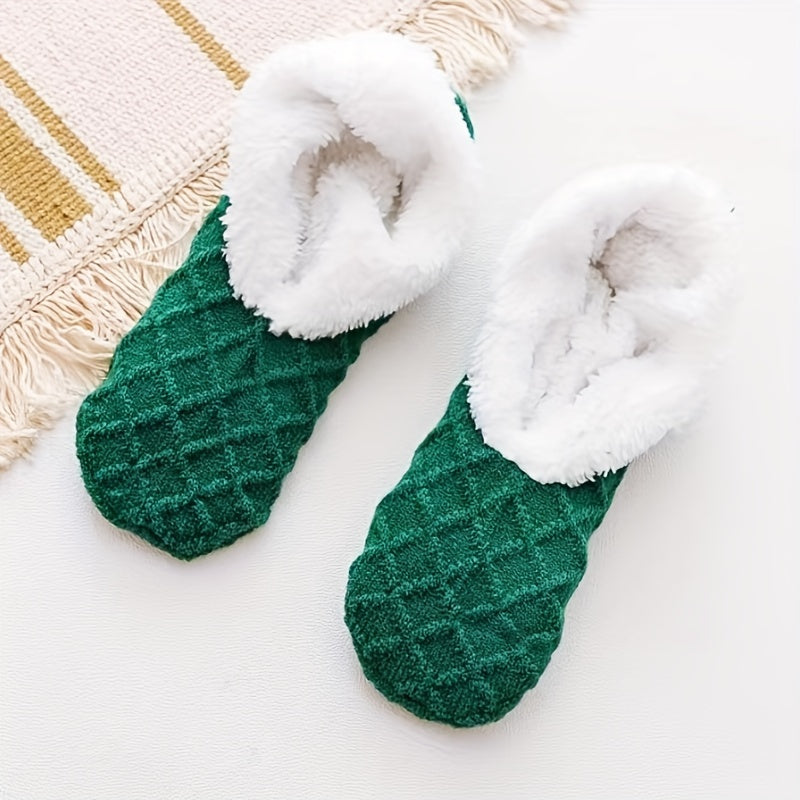 Women's Non-Slip Coral Fleece Floor Socks Plush Knitted Warm Fuzzy Socks for Women