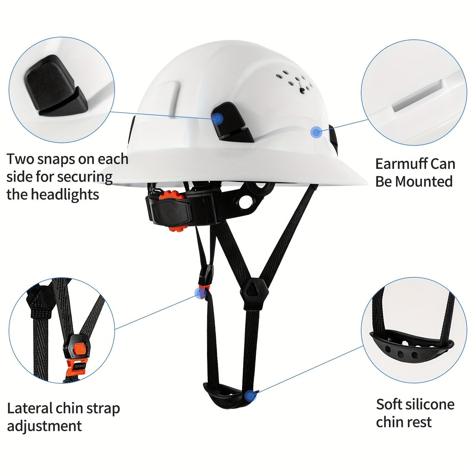 Vented Construction Hard Hat with Adjustable Suspension for Men and Women