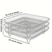 Juego de rejillas de acero inoxidable cuadrado para freidora de aire y deshidratador para modelos de 20.32 cm