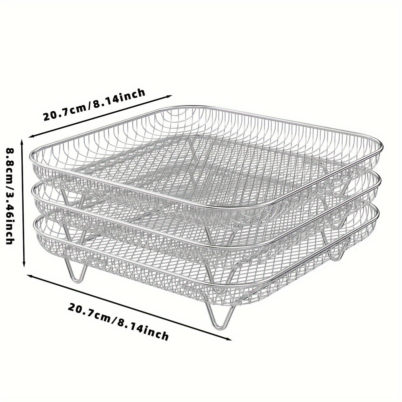 Juego de rejillas de acero inoxidable cuadrado para freidora de aire y deshidratador para modelos de 20.32 cm