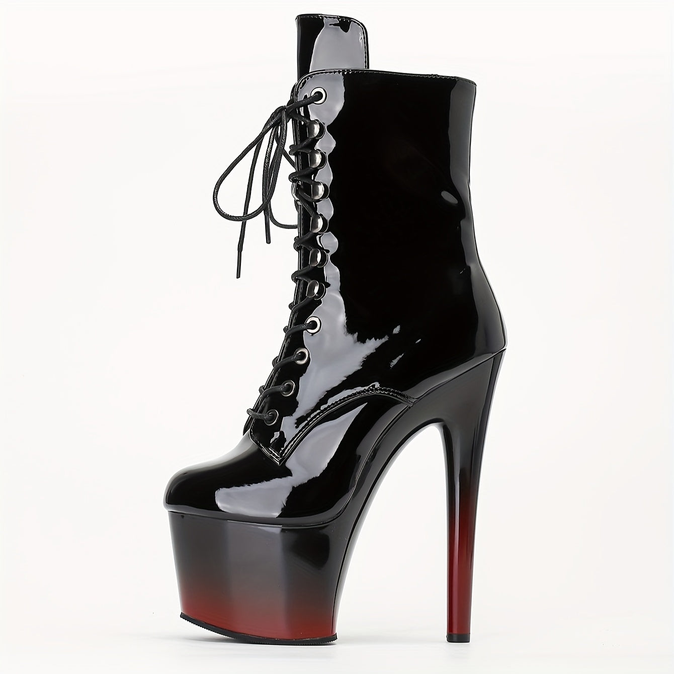 Women's Black Synthetic Platform Boots with 17cm Stiletto Heel for Party