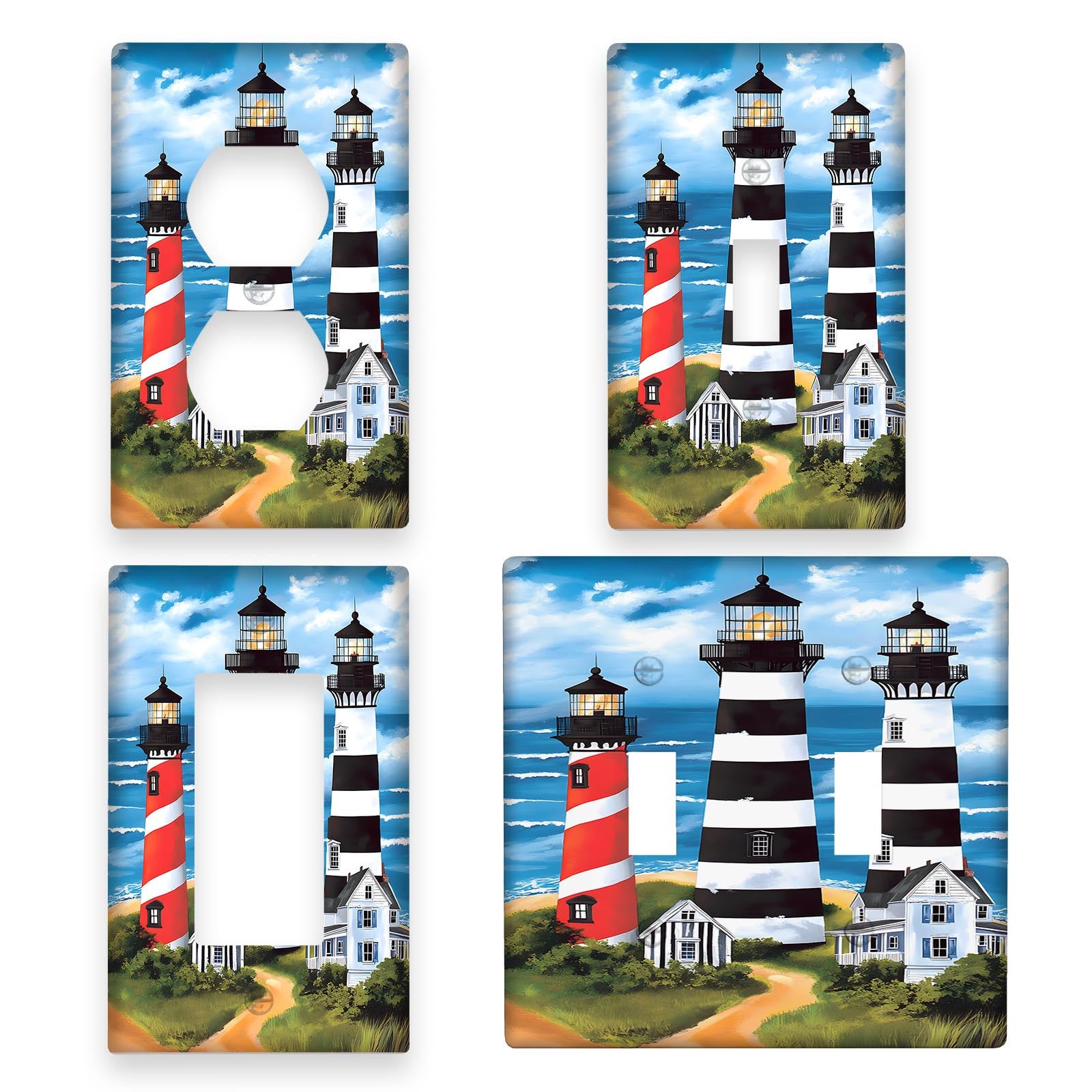 Nautical Lighthouse Light Switch Cover Indoor Outdoor Decor No Electricity Needed