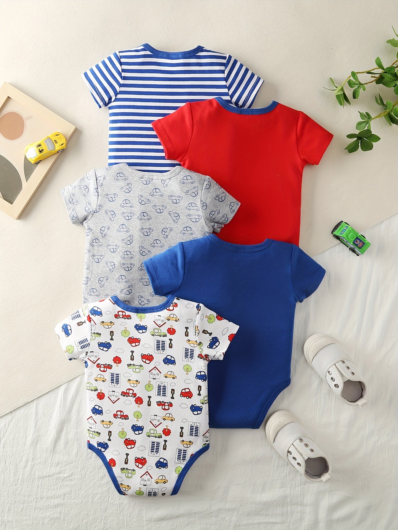 Infant Girl Cotton Cartoon Body Suit 5-Piece All-Season Baby Clothing