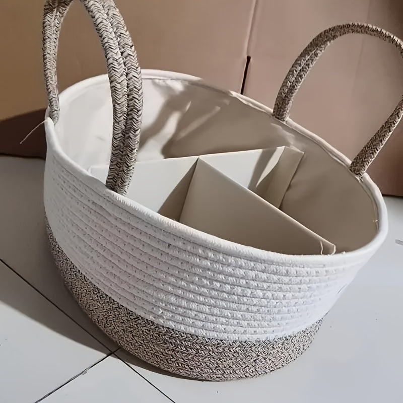 Woven Storage Basket with Viewing Window for Organizing Toys Diapers and Home Essentials