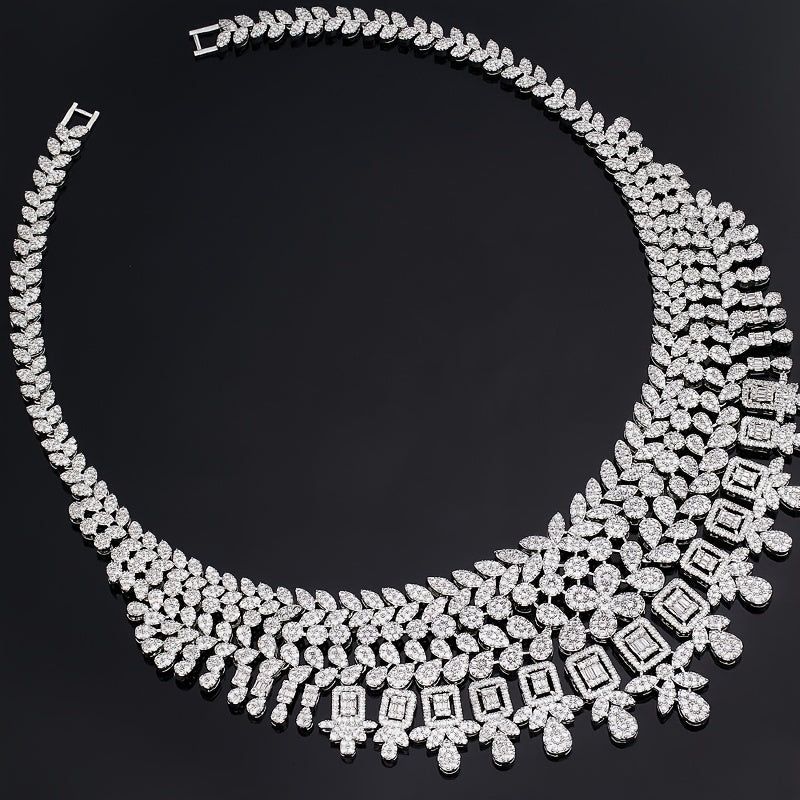 Yuvdoʻzlik zargarlik toʻplami Arabesk uslubida toʻy aksessuarlari taqinchoq, quloq taqinchoq, uzuk, bilaguzuk ayollar uchun