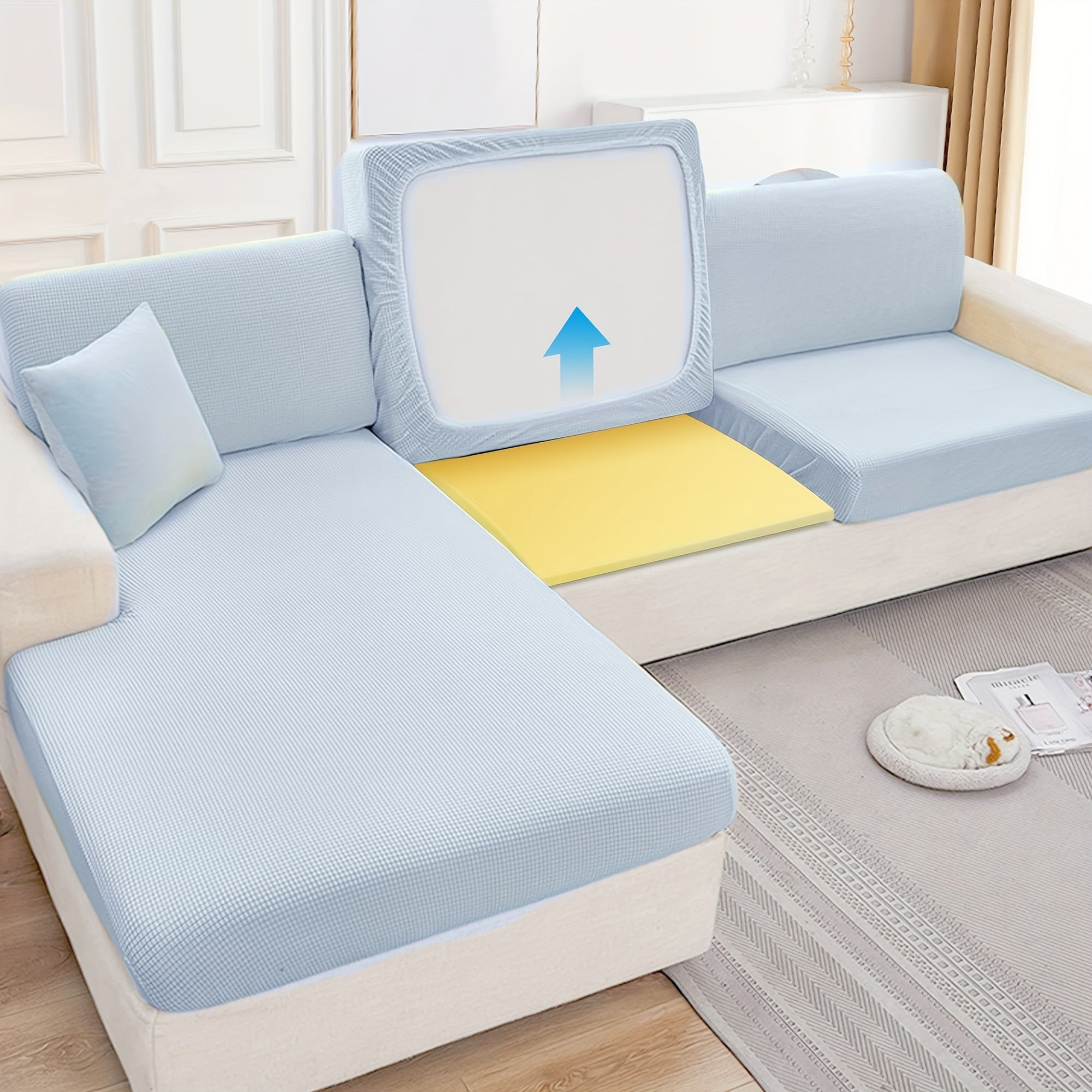 Two Pieces High-Density Foam Sofa Cushion Supports 50.8x50.8cm for Furniture Repair