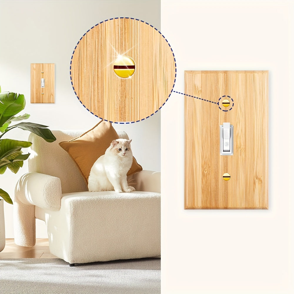 Solid Wood and Bamboo Wall Plate for Switches and Outlets Dual-Hole Design for Bedroom Kitchen Home
