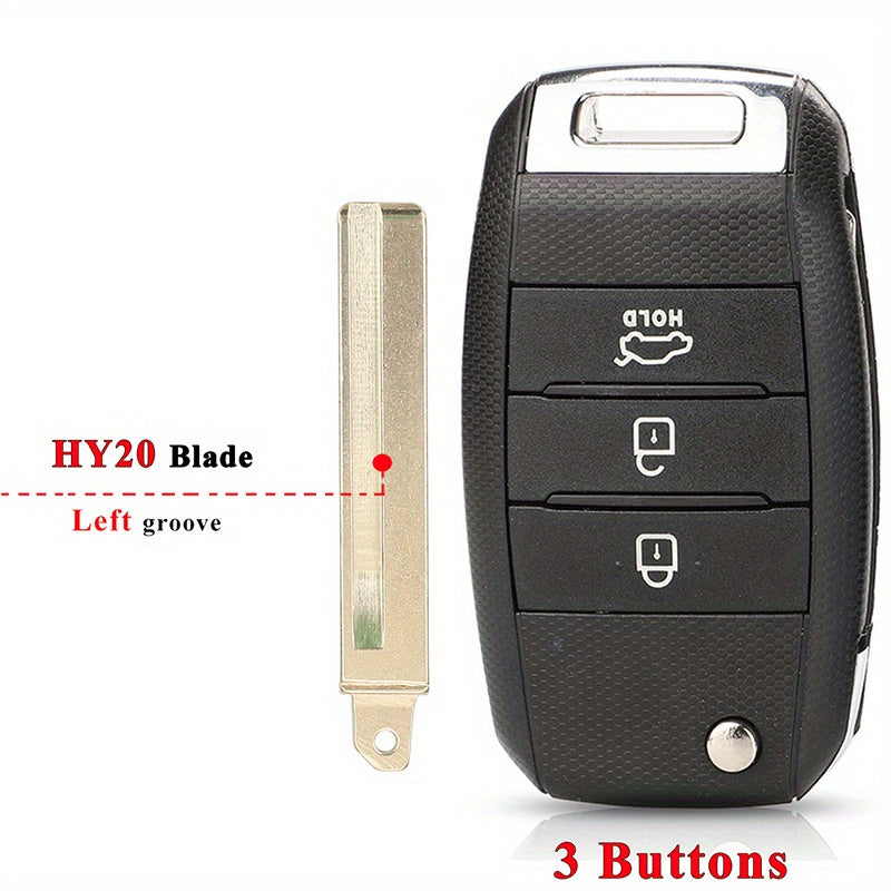 Flip Remote Key Shell Black ABS Car Fob Housing Replacement for SUV Sedan