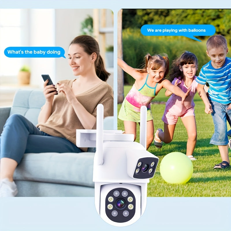 Dual Lens Outdoor Security Cameras 360° Pan Tilt Motion Detection Night Vision Waterproof