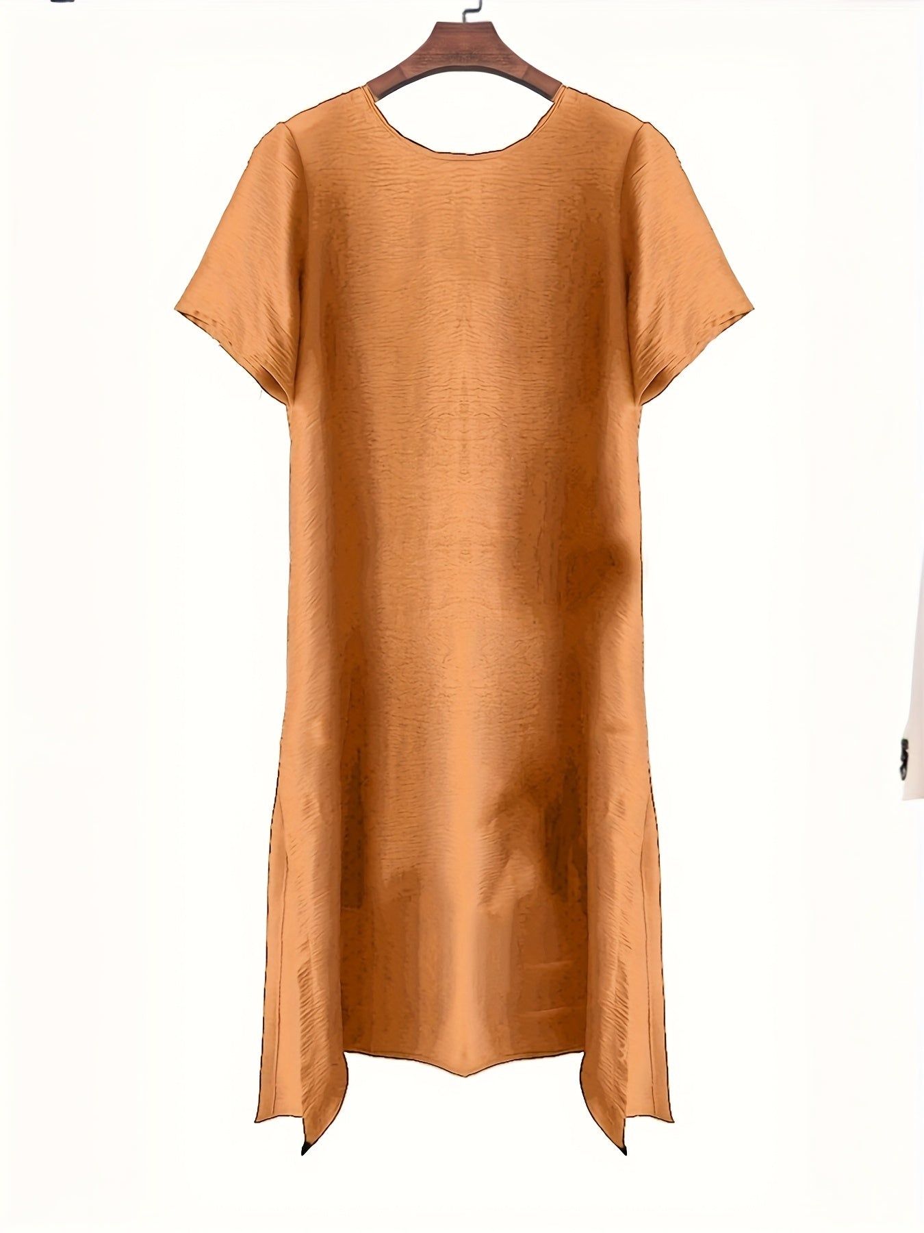 Women's Casual Vacation Top with Irregular Hem Button Accents and Color Block