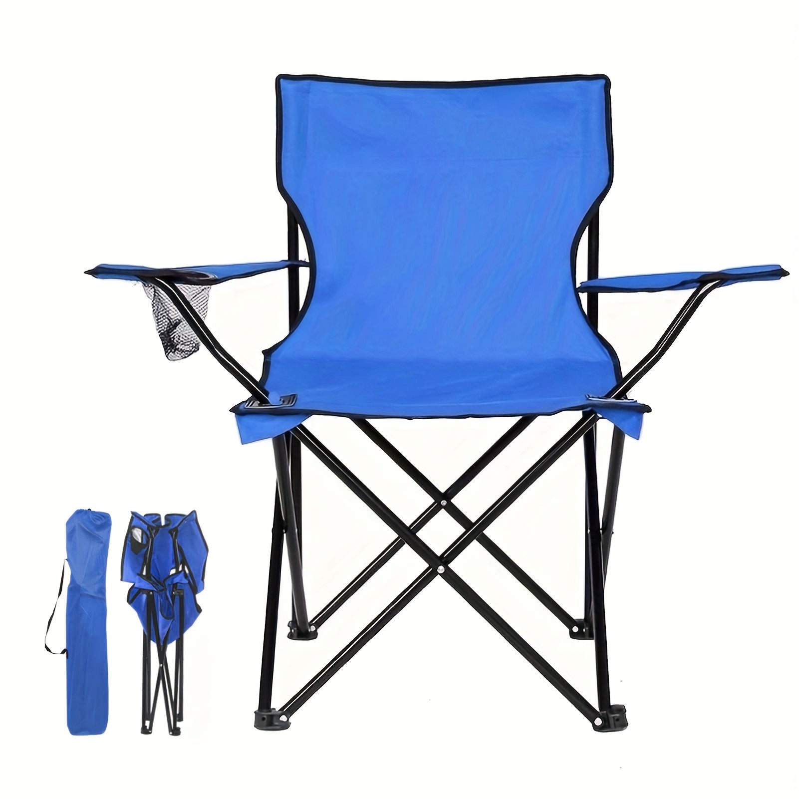 Portable Folding Camping Chair with Water Cup Holder and Carrying Bag