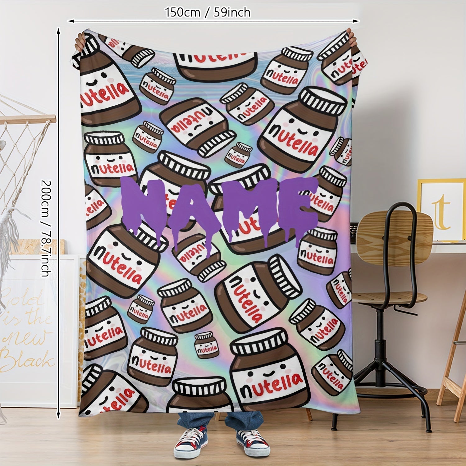 Custom Cartoon Nutella Pattern Flannel Fleece Blanket for Bed Couch Camping