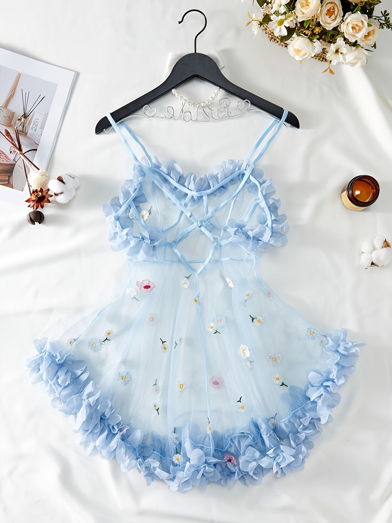 Sheer Floral Cami Babydoll Lingerie for Women