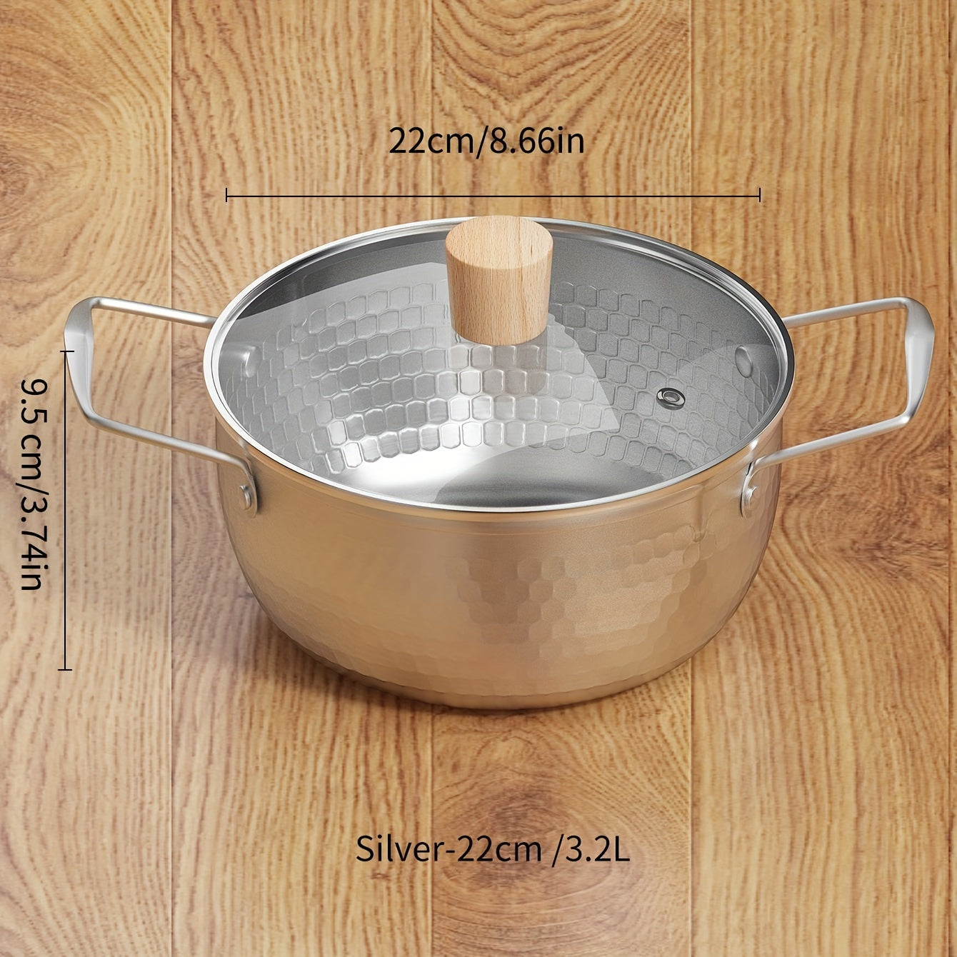 Stainless Steel Soup Pot with Handles for Cooking and Boiling in Silver
