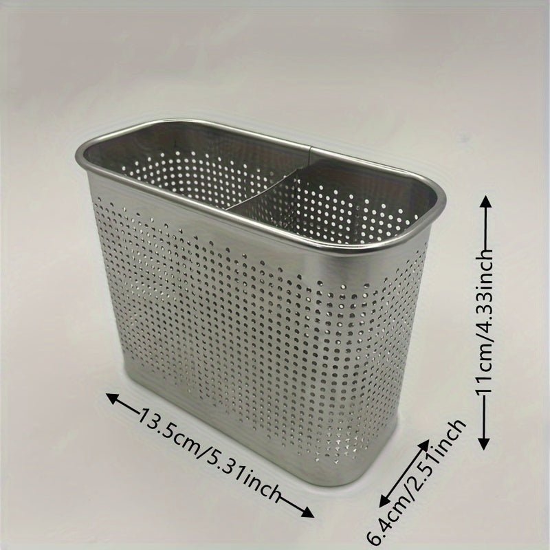 Zanglamas po'latdan yasalgan chopstick ushlagich, drenaj racki - idishlar, kanstalar, makiyaj cho'tkalari uchun ikki bo'linma tashkilotchisi - devor yoki stol usti uchun to'rtburchakli javon - yog'och yoki elektr kerak emas - ochiq saqlash dizayni.