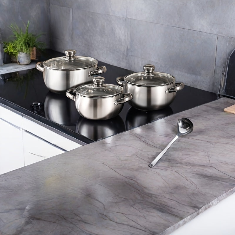 7-Piece Stainless Steel Cookware Set with Glass Lids for Soup and Stew