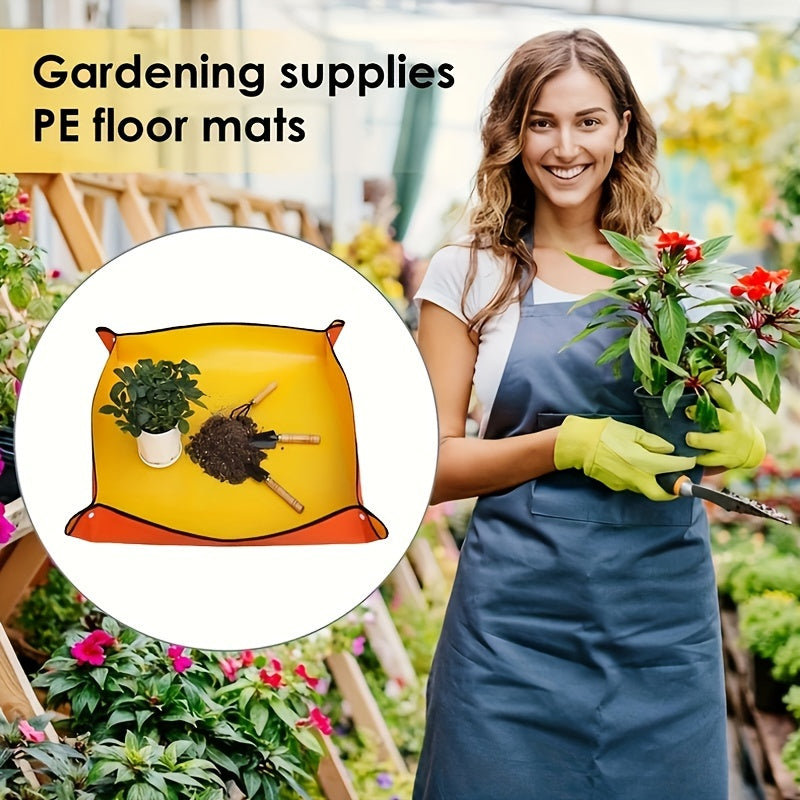Waterproof Gardening Soil Changing Mat Red Yellow Plastic Easy to Clean for Indoor Outdoor Plant Digging Repotting