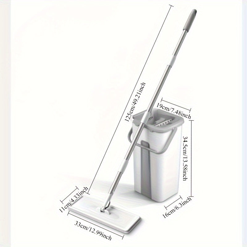 Набор влажной и сухой швабры с микрофибровыми насадками, ведром и скребком для уборки пола