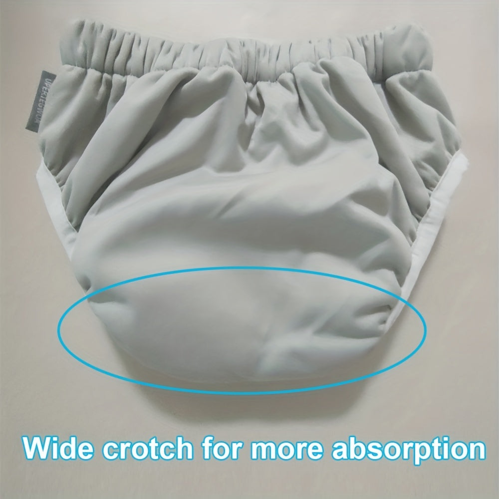 Pañal de tela lavable de poliéster gris para adolescentes y adultos de 35-95kg, a prueba de fugas, transpirable y reutilizable