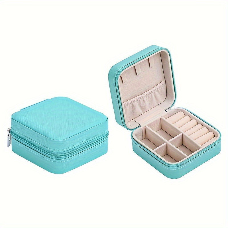 Mini Jewelry Organizer Box with Zipper for Travel Storage of Earrings and Necklaces