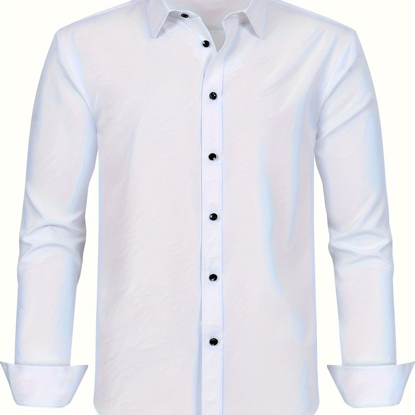 Men's Plus Size Solid Color Dress Shirt with Square Collar Regular Fit All-Season Polyester