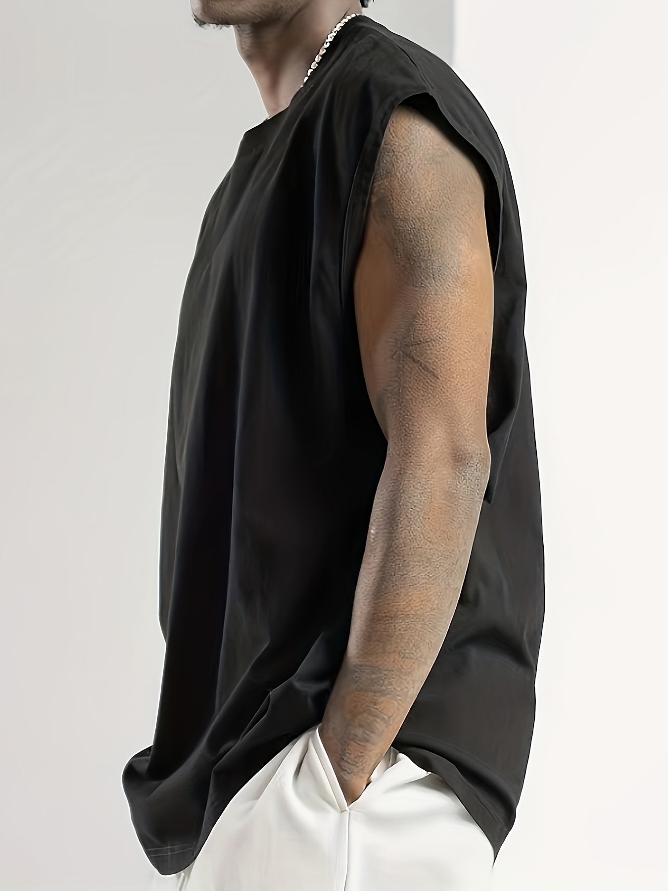 Мужская майка без рукавов большого размера из черного хлопка для лета, активного отдыха на открытом воздухе, повседневной, спортивной, дышащей трикотажной ткани