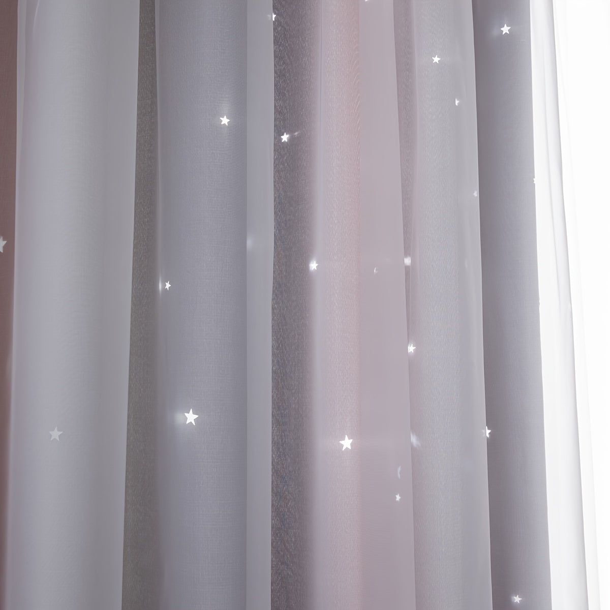 Gradient Blackout Curtains for Bedroom and Living Room Star Pattern Window Drapes