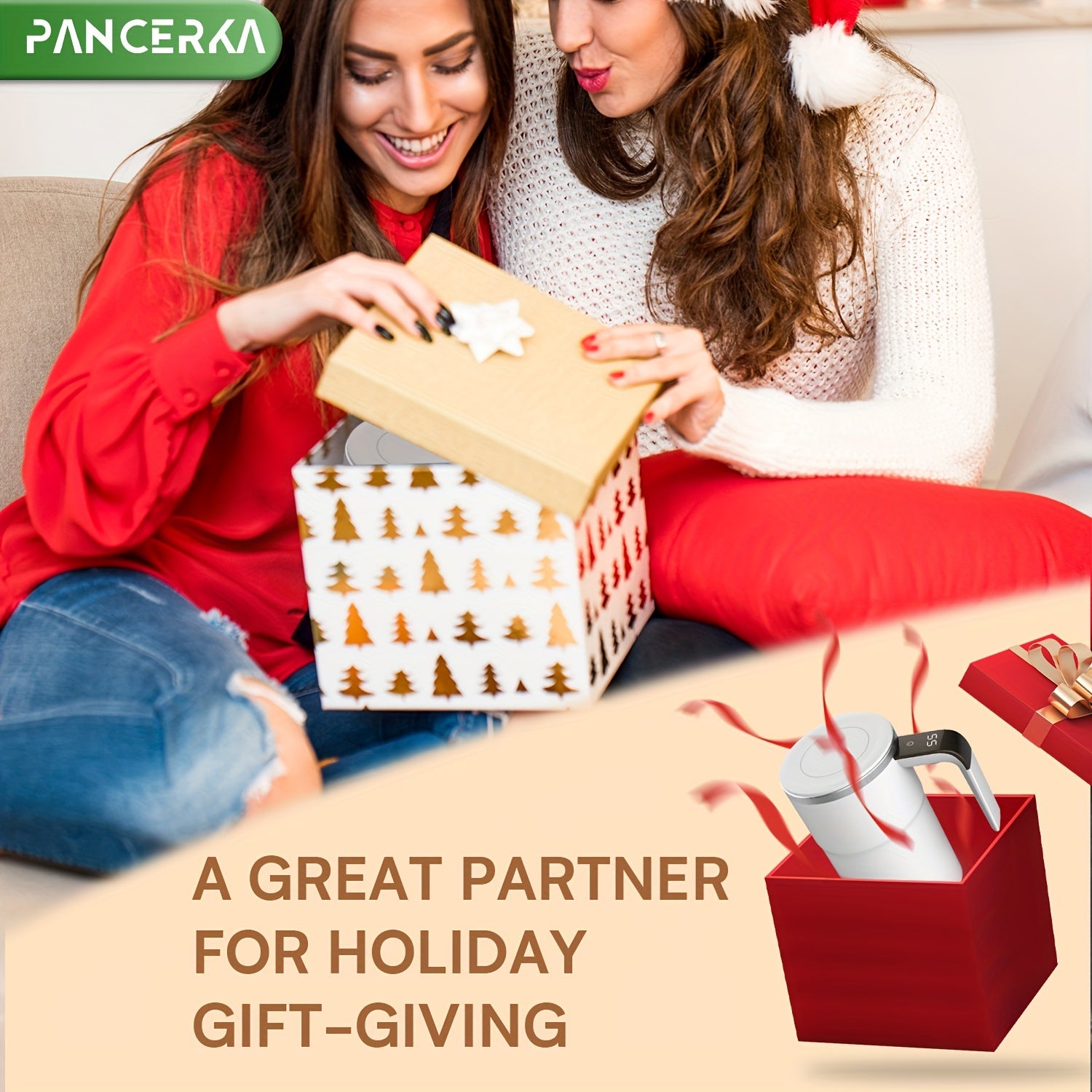 Self Stirring Coffee Mug Auto Magnetic Tumbler with Temperature Display Cream White