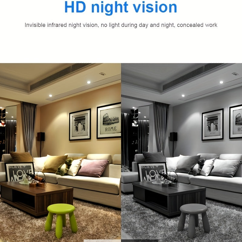 Compact Security Camera with Night Vision Motion Detection HD Video Audio Monitoring