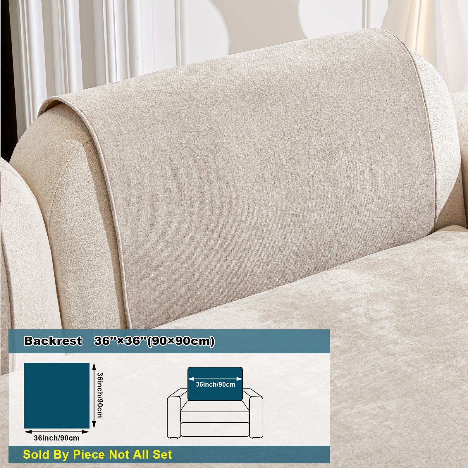 Chenille Sofa Cover Non-Slip Pet-Friendly All Seasons Fits 1-4 Seaters Light Beige