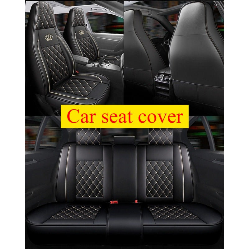 Universal Black PU Leather Seat Cover for Cars SUVs Trucks All-Weather