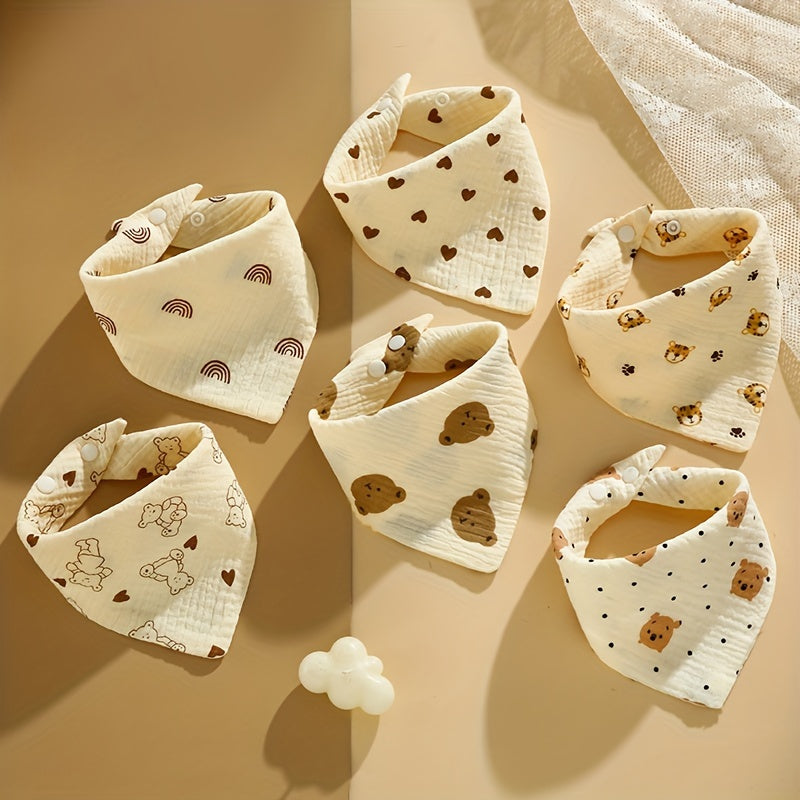 Juego de 5 baberos de alimentación para niños con diseño de dibujos animados suave y cierre de clic