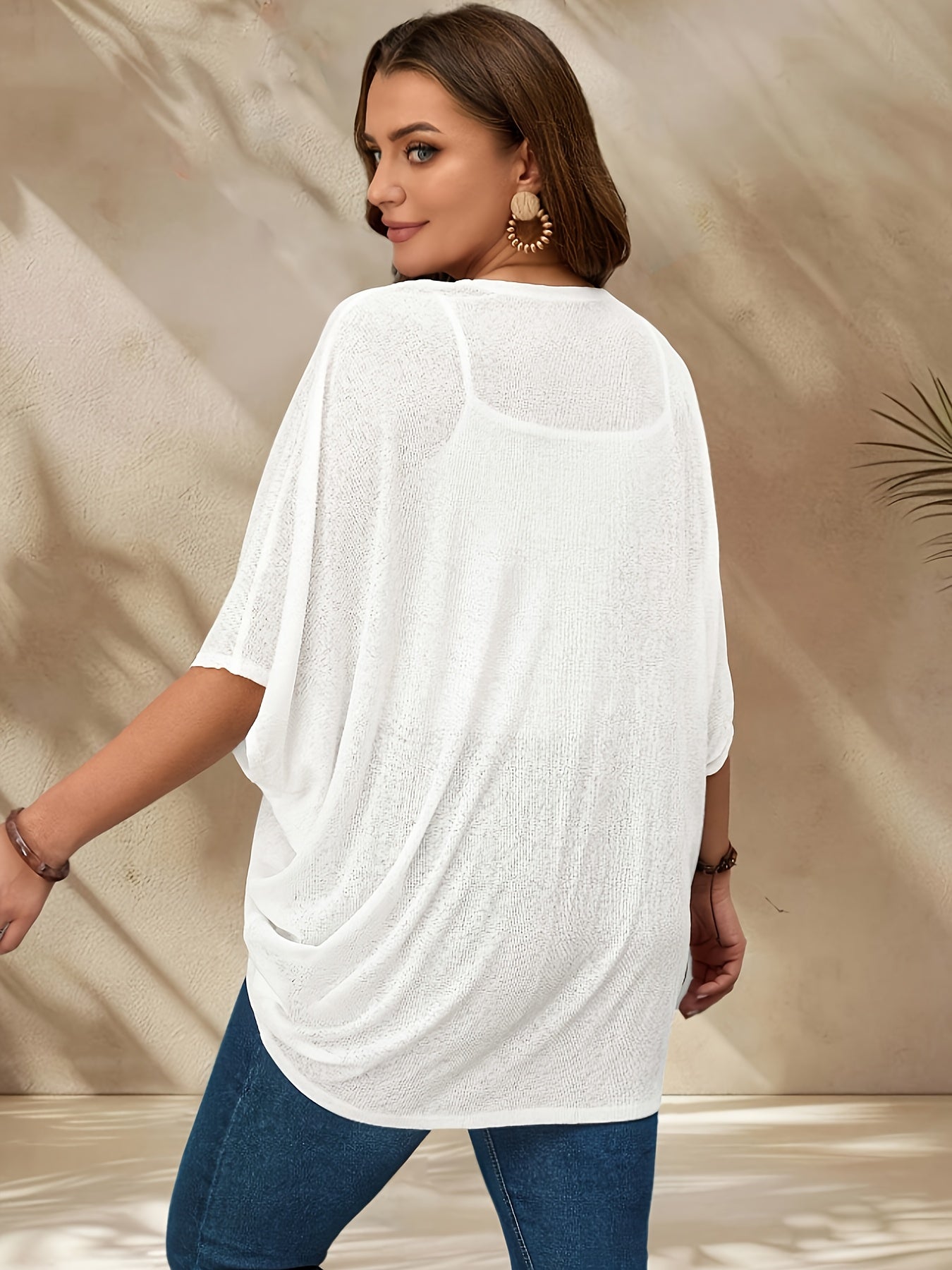 Cárdigan de mujer talla grande con abertura frontal en negro, ligero para primavera y verano