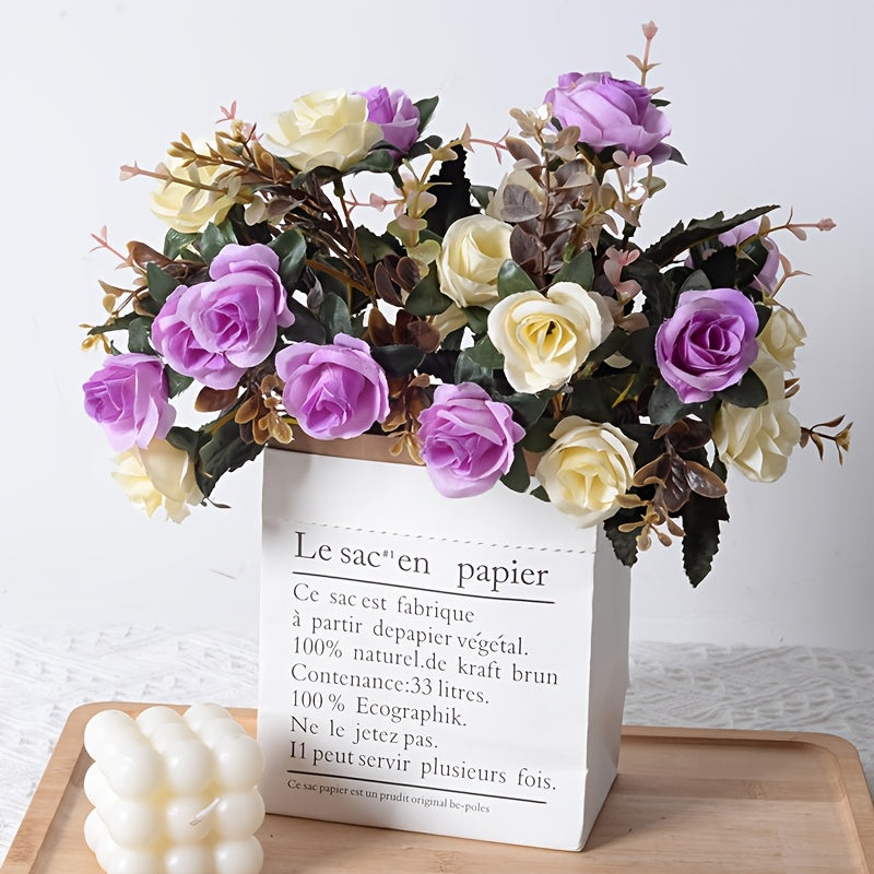 Устойчивый к УФ-излучению искусственный букет роз, идеальный для весны, Дня святого Валентина, свадеб, декора дома и офиса, а также для празднований на открытом воздухе в саду.