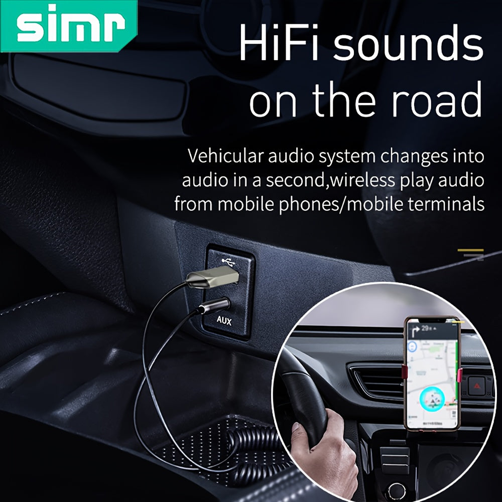 Wireless Car Audio Receiver Adapter with Microphone and AUX Jack