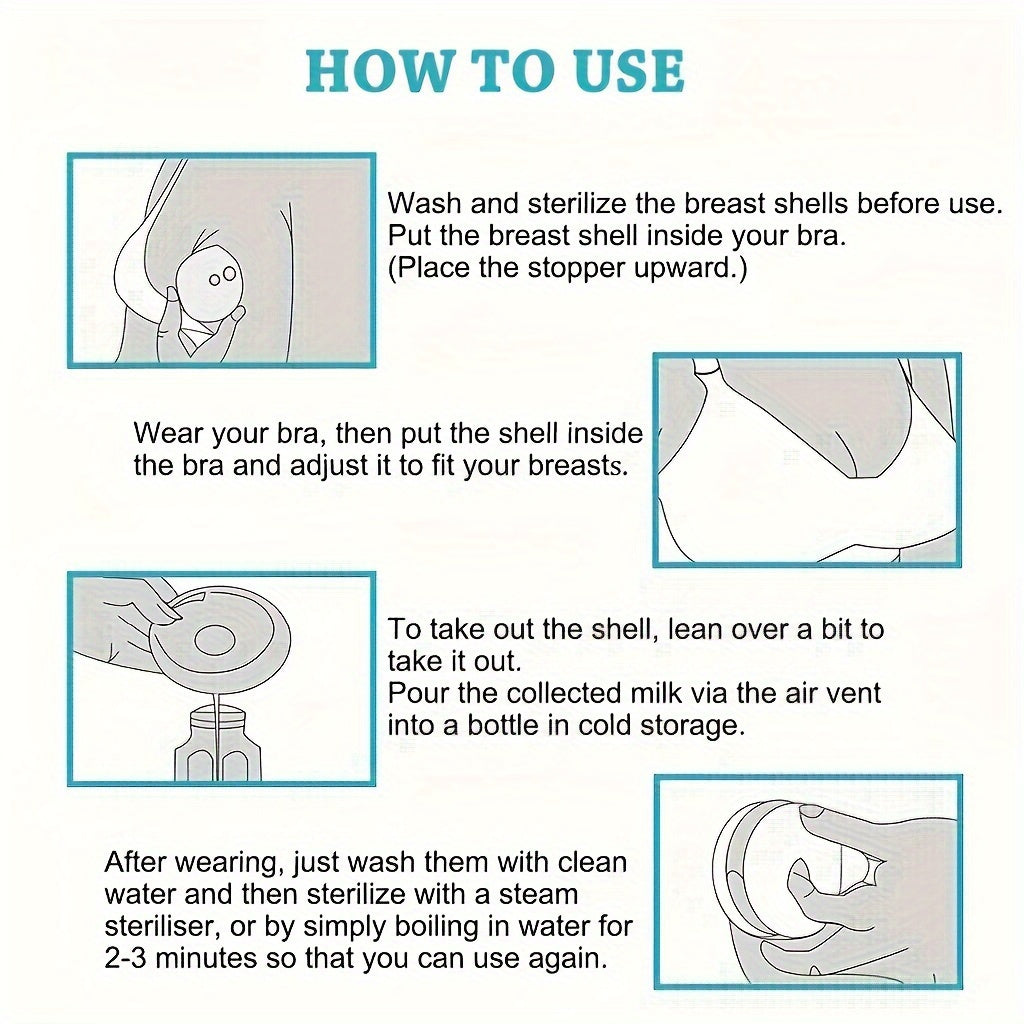 Portable Breast Milk Collector Pads Set of 2 Leak-Proof Synthetic Rubber Nursing Milk Catchers for Mothers 14+