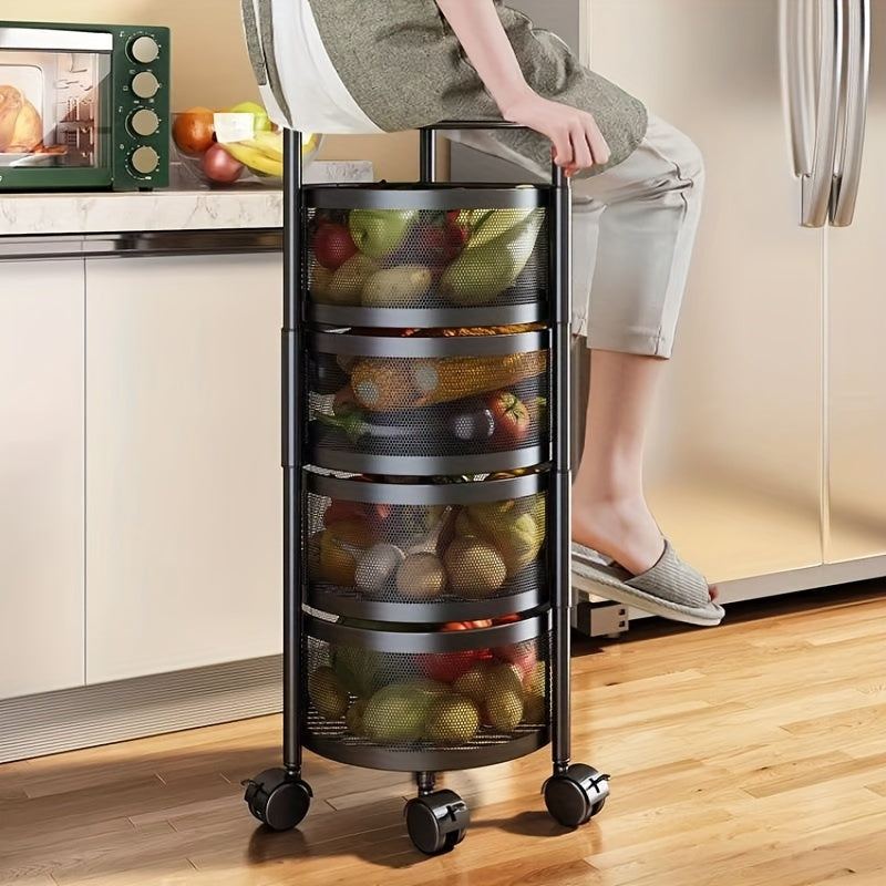 Multi-Tier Metal Storage Rack for Fruits Vegetables Kitchen Living Room Organizer