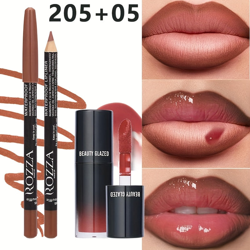 Set de perfilador de labios y aceite labial para mujer, hidratación duradera, maquillaje versátil