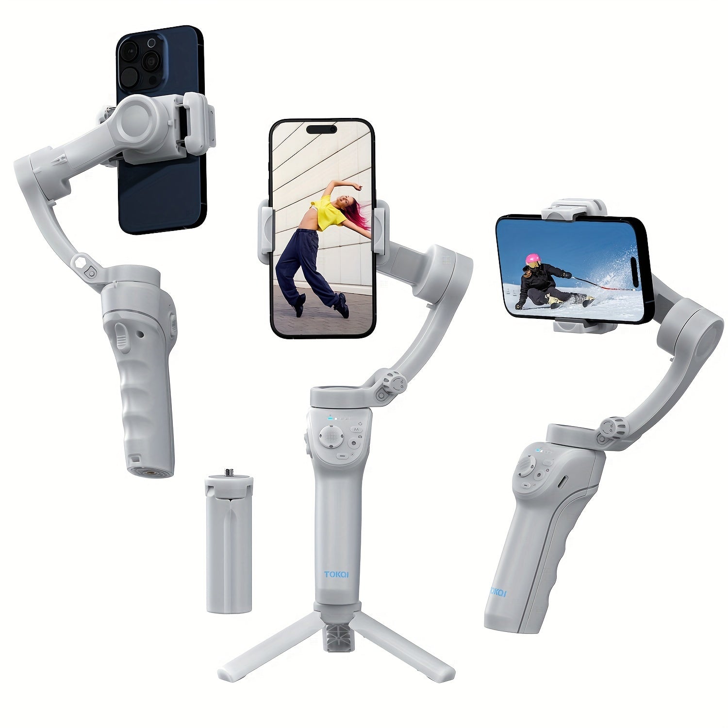 3-akseli smartfon gimbal stabilizatori, ActiveTrack bilan, portativ, yig‘iladigan, videoblog yuritish uchun barqarorlashtiruvchi