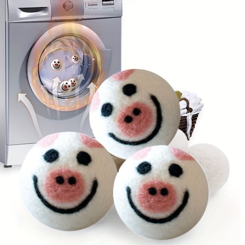 3Pcs Wool Dryer Balls Grey Sheep Reusable Fabric Softener Laundry Accessories