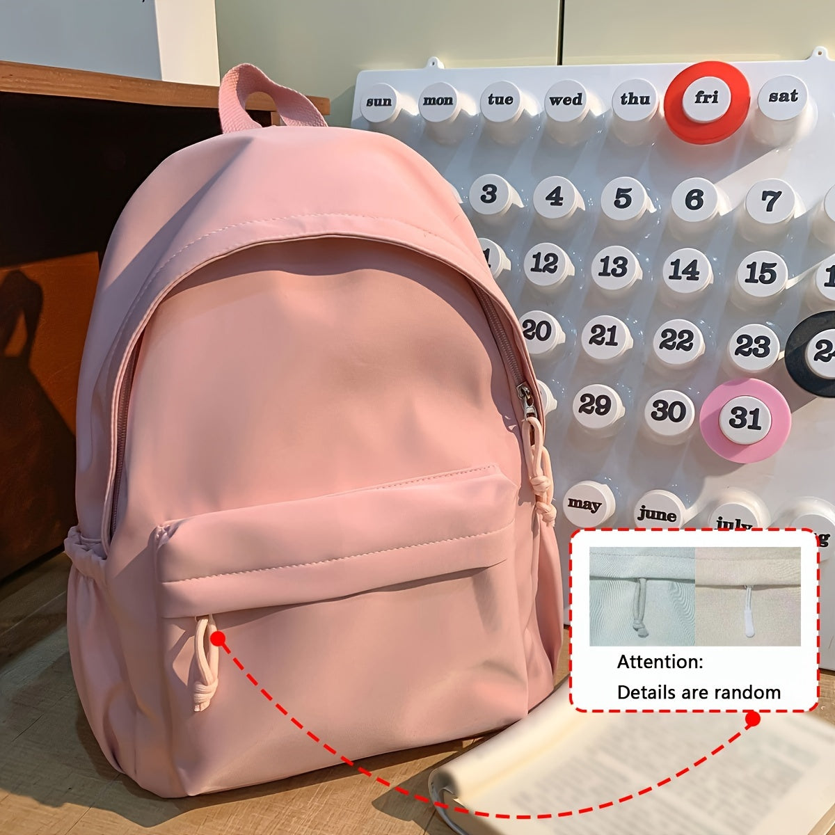 Lightweight Casual Backpack for High School Students Nylon Zipper Closure Black