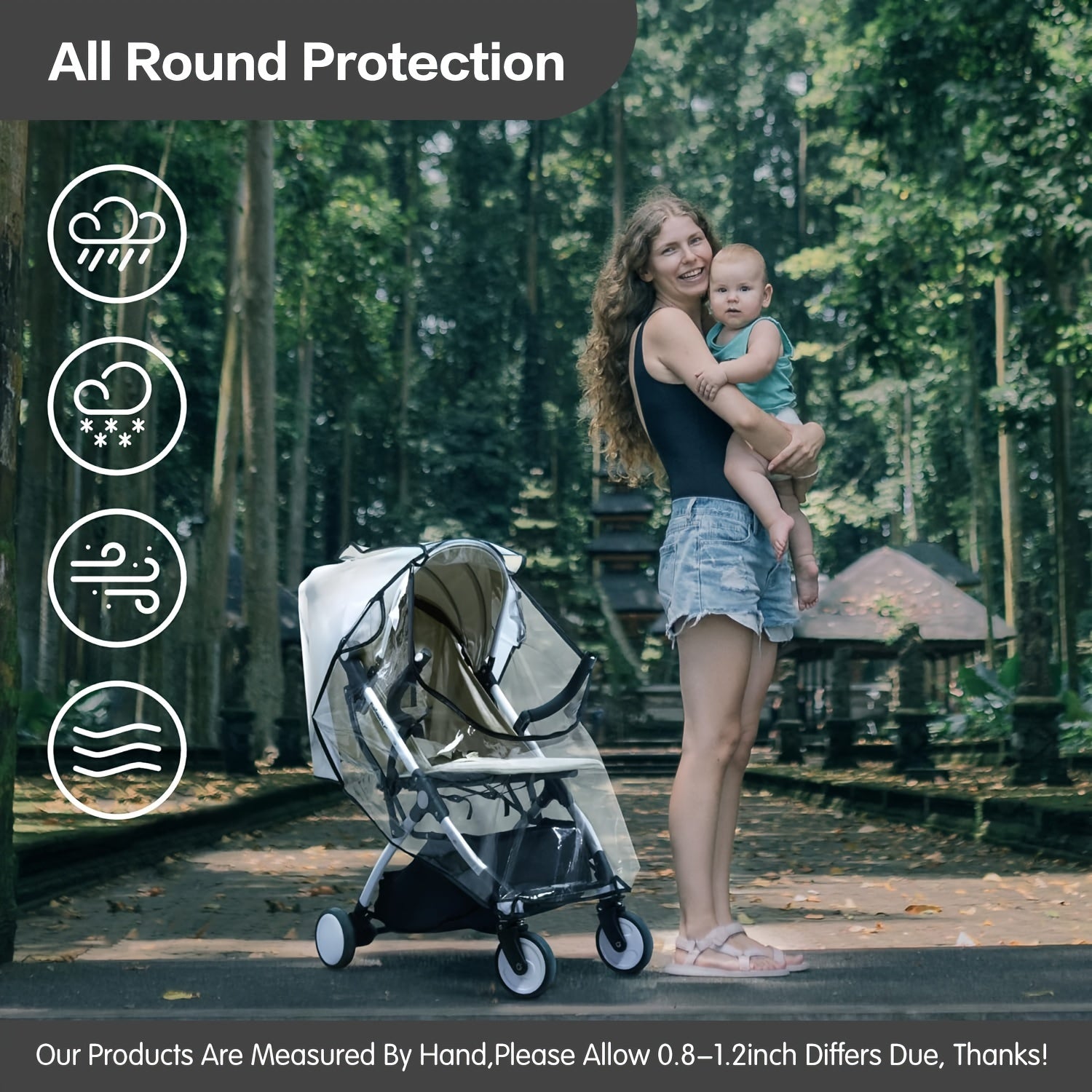 Stroller Rain Cover Waterproof EVA Material for Travel and Outdoor Use