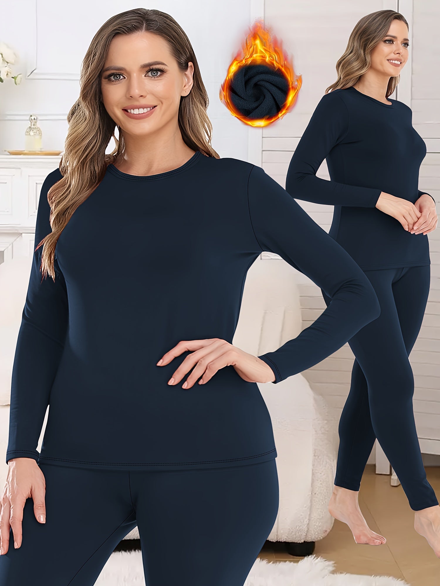 Plus Size Women's Thermal Sportswear Set with Plush Lining