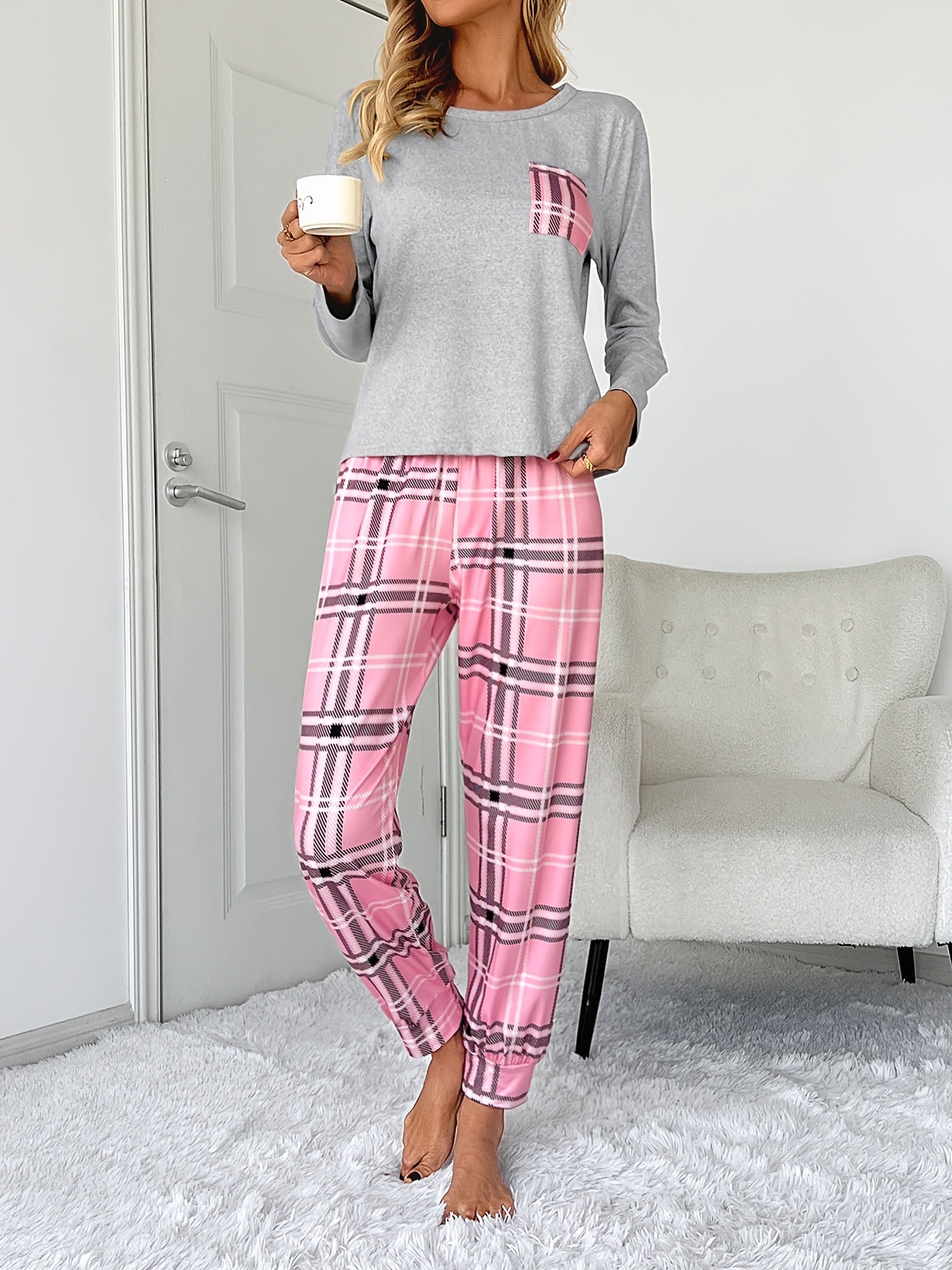 Women's Casual Pajama Set with Drawings Polyester Spandex Comfortable Home Wear