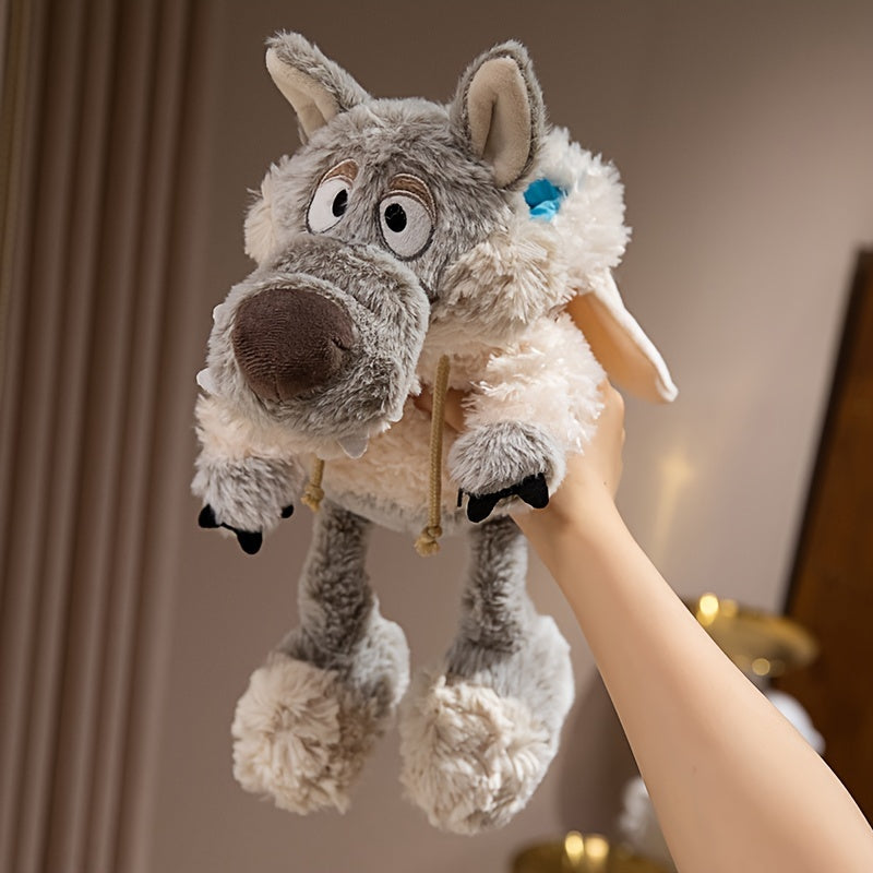 Juguete de lobo de peluche con disfraz de oveja para niños pequeños, de poliéster suave, regalo de dibujos animados
