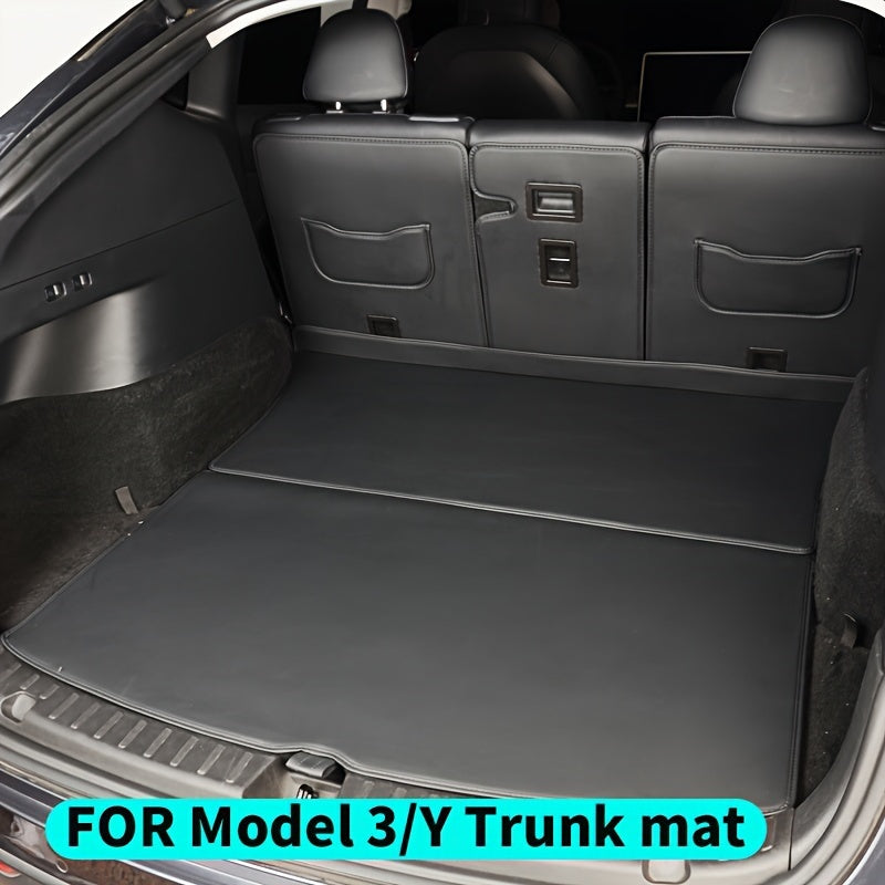 Premium PU Leather Trunk Mat for Tesla Model Y/3 Cargo Liner Scratch-Resistant Durable