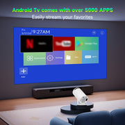 Mini proyector con rotación de 270° Wifi 6 Android 12 cine en casa