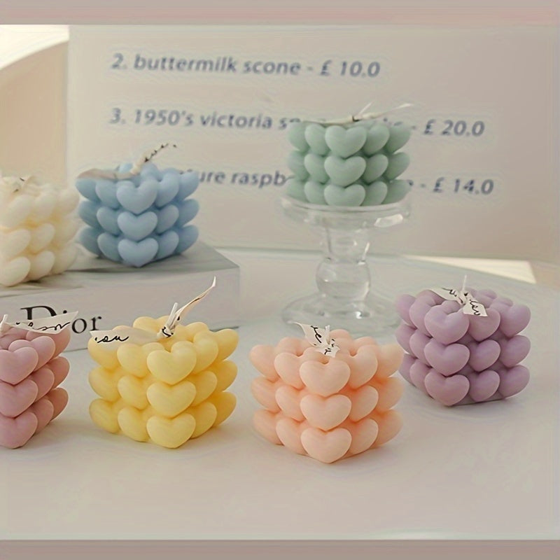 Scented Candle Heart-Shaped Magic Cube Gift for Tanabata Birthdays Home Decor