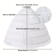 Adjustable Waist Bridal Petticoat Crinoline Underskirt with Steel Hoops Lace Hem for Wedding Bridesmaid Party Dresses